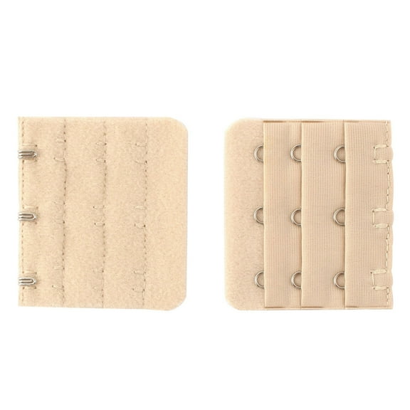 INSPIRE CHIC Lady Underwear Strap Extension Extender 3 x 3 Lingerie Bra Hooks 2pcs Beige