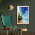 thumbnail image 2 of Ocean Wall Art with Frame, Beach Sunset Tranquil Tropical Sea Waves Coconut Palms Outdoors Photo, Printed Fabric Poster for Bathroom Living Room, 23" x 35", Pale Brown Green Blue, by Ambesonne, 2 of 2