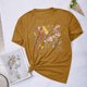 thumbnail image 5 of Camisetas de Verano de Mujer Pequeña Flor Impresa Cuello Redondo Manga Corta Superior, Verano Superior de las Mujeres, 5 of 8