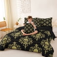 thumbnail image 4 of Homewish Black Gold Skull Damask 7-Piece Twin Bedding,Happy Halloween Bedding Comforter Set,Black Reversible, 4 of 8