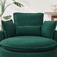 thumbnail image 4 of Dinosisco 38"W Oversized Swivel Accent Barrel Chair with Storage Ottoman, Green Corduroy, 4 of 8