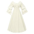 thumbnail image 2 of TAIAOJING Style Off Shoulder Ruffle Long Sleeve Dress For Women Retro Vintage Court Doll Collar, 2 of 4