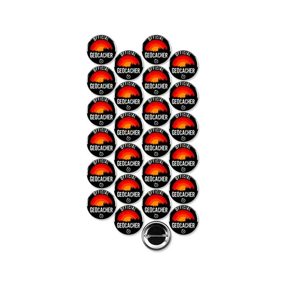 25 Pack - Official Geocacher - Geocaching Pinback Buttons - 1.5 Inch