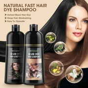 HailiCare Hair Color Shampoo, 500ml Natural Coconut Oil Hair Dye Shampoo,Colors Hair in Minutes, Long Lasting,Natural Black