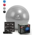 thumbnail image 1 of Vitos Fitness Anti Burst Stability Ball Extra Thick Non Slip Supports 2200LB for Fitness Exercise Birth Balance Yoga Workout Guide & Quick Pump Included Professional Quality Design (Silver, 65 cm), 1 of 6