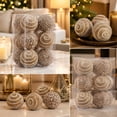 thumbnail image 5 of Champagne Gold Christmas Ball Ornaments, 2.36in 12Pcs Pearl Beaded Glitter Baubles, Shatterproof Foam Hanging Balls, Gold And White Style for Christmas Tree and Festive Decor, 5 of 7