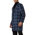 thumbnail image 4 of INSPIRE CHIC Plaid Trench Coat for Men's Color Block Single Breasted Winter Checked Overcoat, 4 of 5