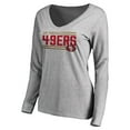 thumbnail image 2 of Women's Ash San Francisco 49ers Iconic Collection On Side Stripe Long Sleeve V-Neck T-Shirt, 2 of 3