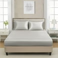 thumbnail image 2 of 3 Piece Gray Silky Satin Bed Sheets Twin with Deep Pockets, Luxury Silk Feel Satin Twin Size Sheet Set Bedding Set (1 Flat Sheet,1 Fitted Sheet,1 Pillow case), 2 of 12