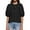 Black, variant on Summer Peplum Babydoll Puff Short Sleeve Blouse Womens Tie Front Tops
