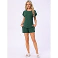 thumbnail image 2 of DARING DIVA Lounge Set Flounce Pajama Set Soild Sleepwear Top S Green, 2 of 7