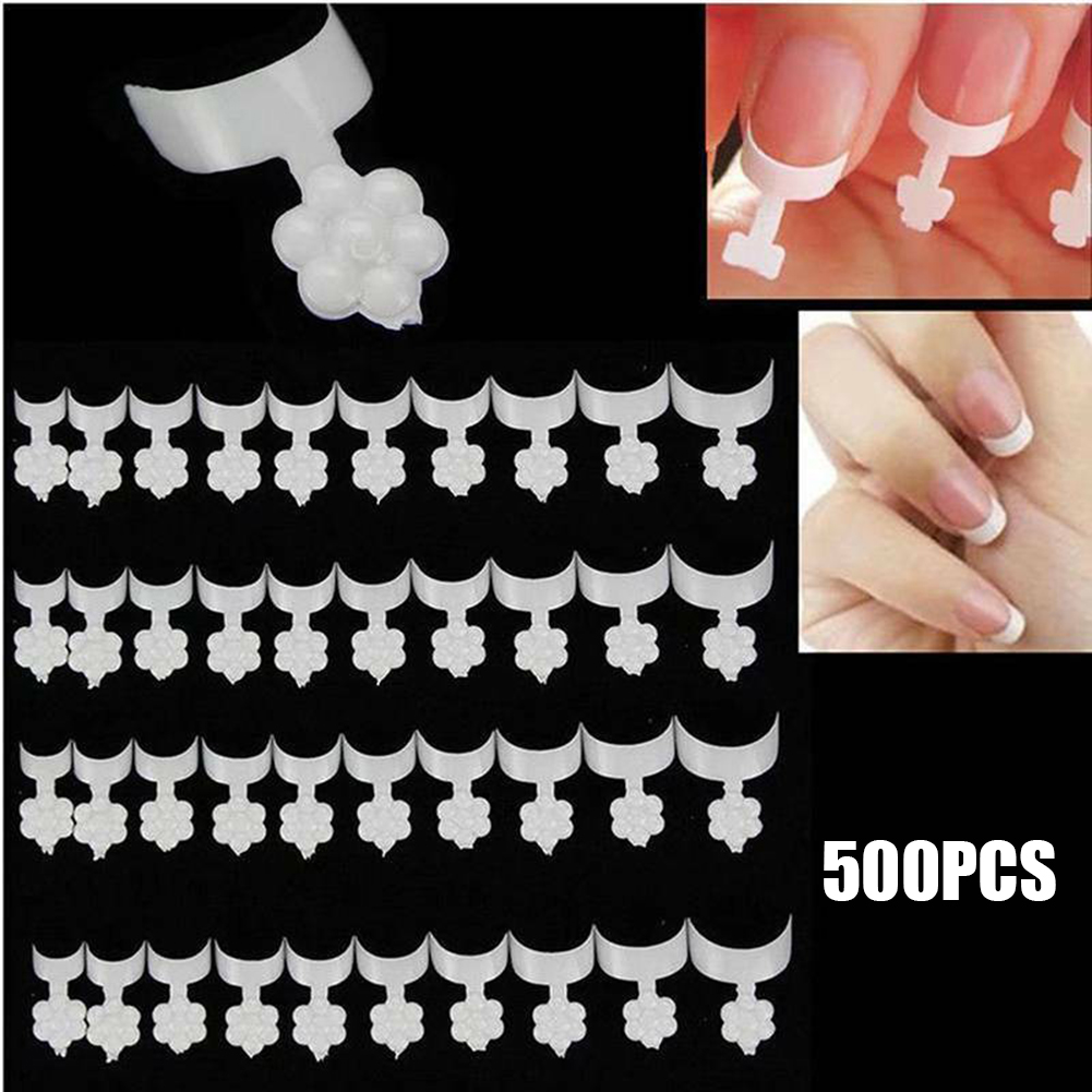 500Pcs Short French Manicure White Wrap Nail Tips False Nail Wraps