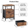 thumbnail image 2 of Beddle Nightstand with Charging Station, LED Bedside Table with 2 Fabric Drawer, 2-Tier End Table for Bedroom, Living Room, Rust, 2 of 8