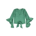 thumbnail image 2 of Blusa de punto con lazo en el frente bar III Mujer Verde Pequeña, 2 of 3