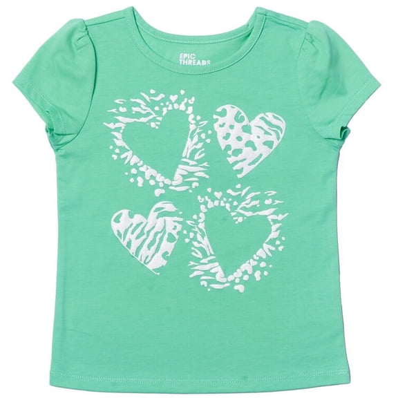 Epic Threads Little Girls Short Sleeve Graphic Tee, Green, 6