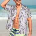 thumbnail image 5 of Lsque Lavender Flowers pattern Hawaiian Shirt for Men, Unisex Summer Beach Casual Short Sleeve Button Down Shirts-3X-Large, 5 of 9