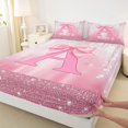 thumbnail image 3 of Manfei Bow Initial 4pcs Bed Sheets,Bling Glitter King Sheets,Dreamy Princess Super Cozy Sheet Set,Microfiber Girls Bedroom Decor, 3 of 7