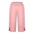 thumbnail image 5 of Ladies Cropped Trousers,Elasticated Waist Capri Pants for Women,Casual Plain Drawstring Loose Summer Trousers with Pockets Lightweight Straight Leg 3/4 Lounge Pants, 5 of 6