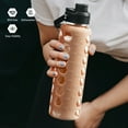 thumbnail image 7 of MUKOKO 24oz Glass Water Bottle, Motivational Water Tumbler with 2 Lids and Straw, Time Marker Reminder Silicone Sleeve, Amber, 7 of 7