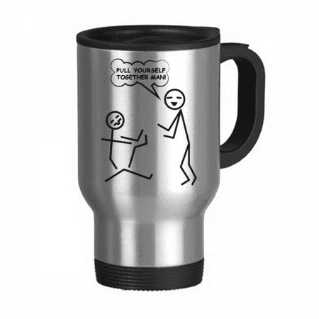 

Line Man Body Joint Leg Art Deco Fashion Travel Mug Flip Lid Stainless Steel Cup Car Tumbler Thermos