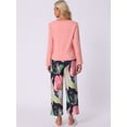 thumbnail image 3 of DARING DIVA Long Sleeve Floral Capri Soft Strechy Pajama Sets 2 Pieces L Pink, 3 of 6