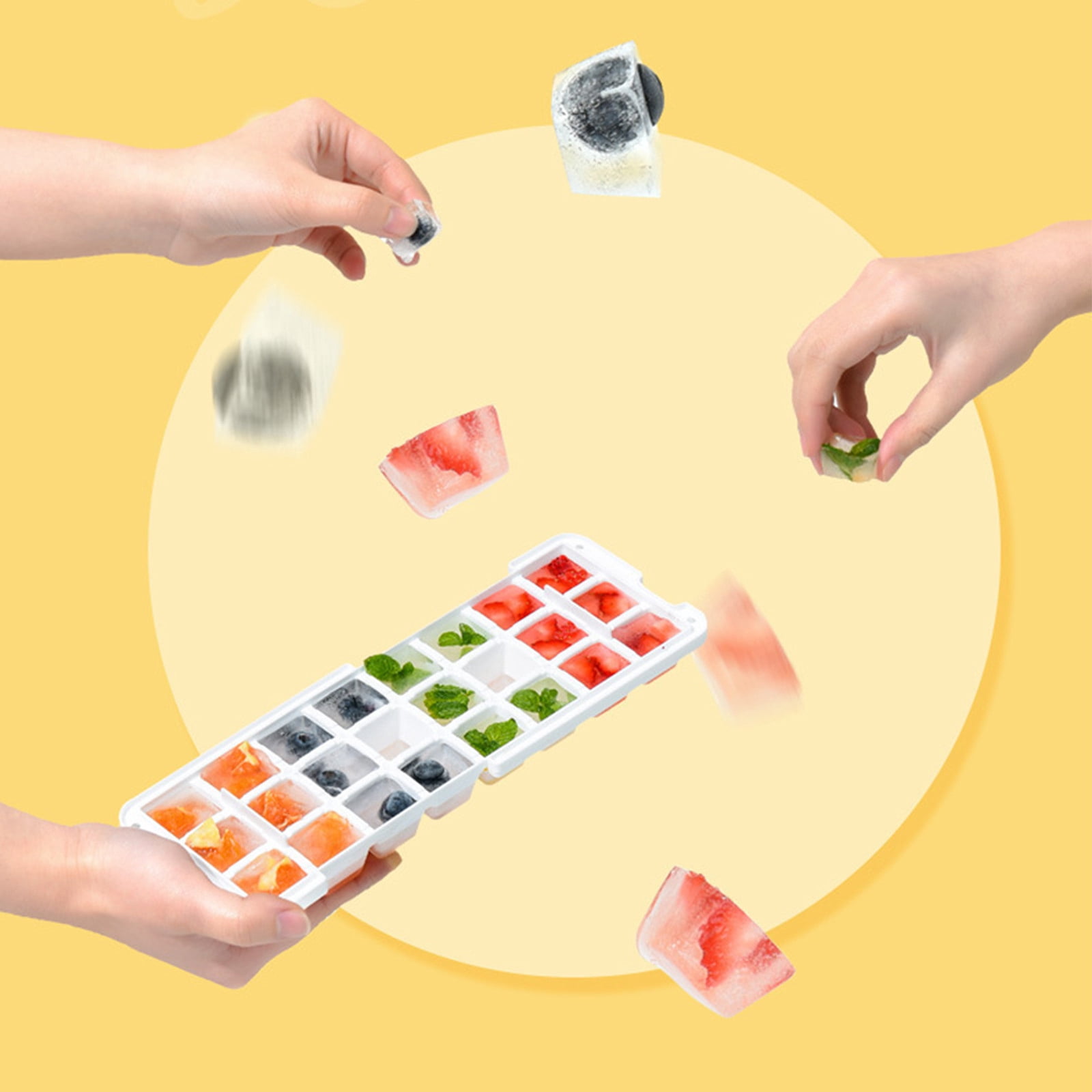 Wovilon Ice CubesTray Kitchen Gadgets Kitchen Utensils Set Ice Tray With Lid And Storage Bin For Freezer, Frozen Ice Cubes Making, Freezer Ice Cubes Box, One Second Out Of The Ice Silicone Ice Tray