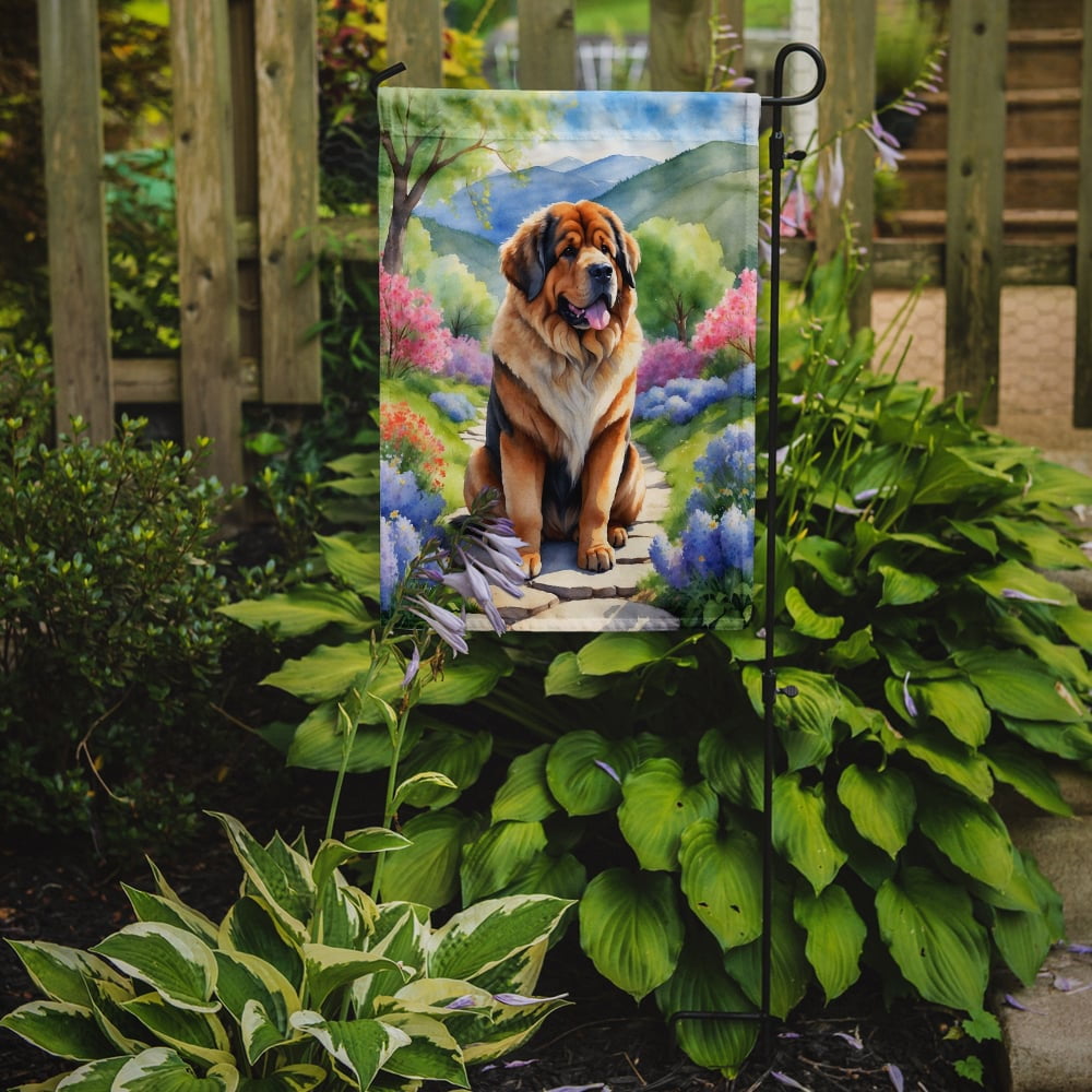 Tibetan Mastiff Spring Path Garden Flag 11.25 in x 15.5 in