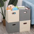 thumbnail image 1 of Large Foldable Storage Bin, Decorative Fabric Storage Containers   for Office Beige, 1 of 7