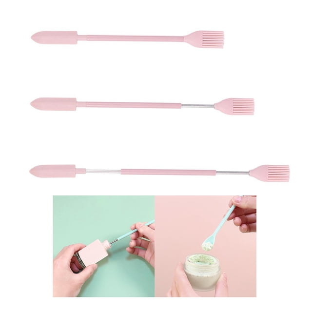3x Mini s de maquillaje multipropósito con mango retráctil Herramienta de mezcla de belleza s pequeñas de cocina para lociones Ketchup Cepillo de rosa Salvador mini espátulas de maquillaje