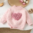 thumbnail image 2 of Sweaters for Girls Kids Toddler Valentine's Day Heart Pattern Sweater Warm Cozy Knitted Top Thickened Pink 3 Years-4 Years, 2 of 7