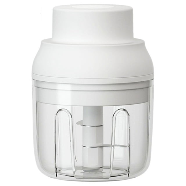 Picadora de ajo eléctrica inalámbrica con carga USB, 3 cuchillas, para condimentos, carnes y suplementos alimenticios, color blanco