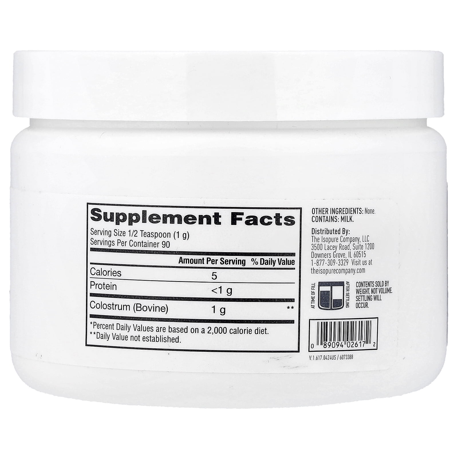 Isopure Colostrum Powder, Unflavored, 3.17 oz (90 g)