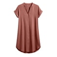 thumbnail image 5 of CIENVNSTG Summer Dresses for Women 2026 Casual Button Down Linen Shirt Dress Short Sleeve Knee Length Tunic Dress Pink L, 5 of 7