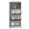 thumbnail image 1 of Costway 5-Tier Kitchen Baker's Rack Storage Cabinet Mobile Microwave Stand Flip-up Doors Grey, 1 of 10