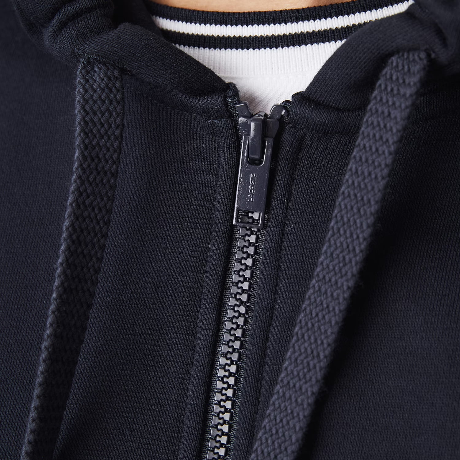 Lacoste Colorblock Lettered Men's Fleece Zip Hoodie Navy Blue