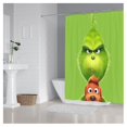 thumbnail image 4 of Mini Grinch Ornaments Grinch Ornaments Grinch Christmas Decorations Non Slip Toilet Polyester Cover Mat Set Bathroom Shower Curtain, 4 of 5