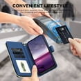 thumbnail image 5 of TECH CIRCLE for Galaxy A26 5G Flip Wallet Phone Case with Shoulder/Wrist Straps, Credit Card Slots, RFID Blocking, Cash Slot, Zipper Pocket, Magnetic Button Closure, PU Leather Protective Cover, Blue, 5 of 8