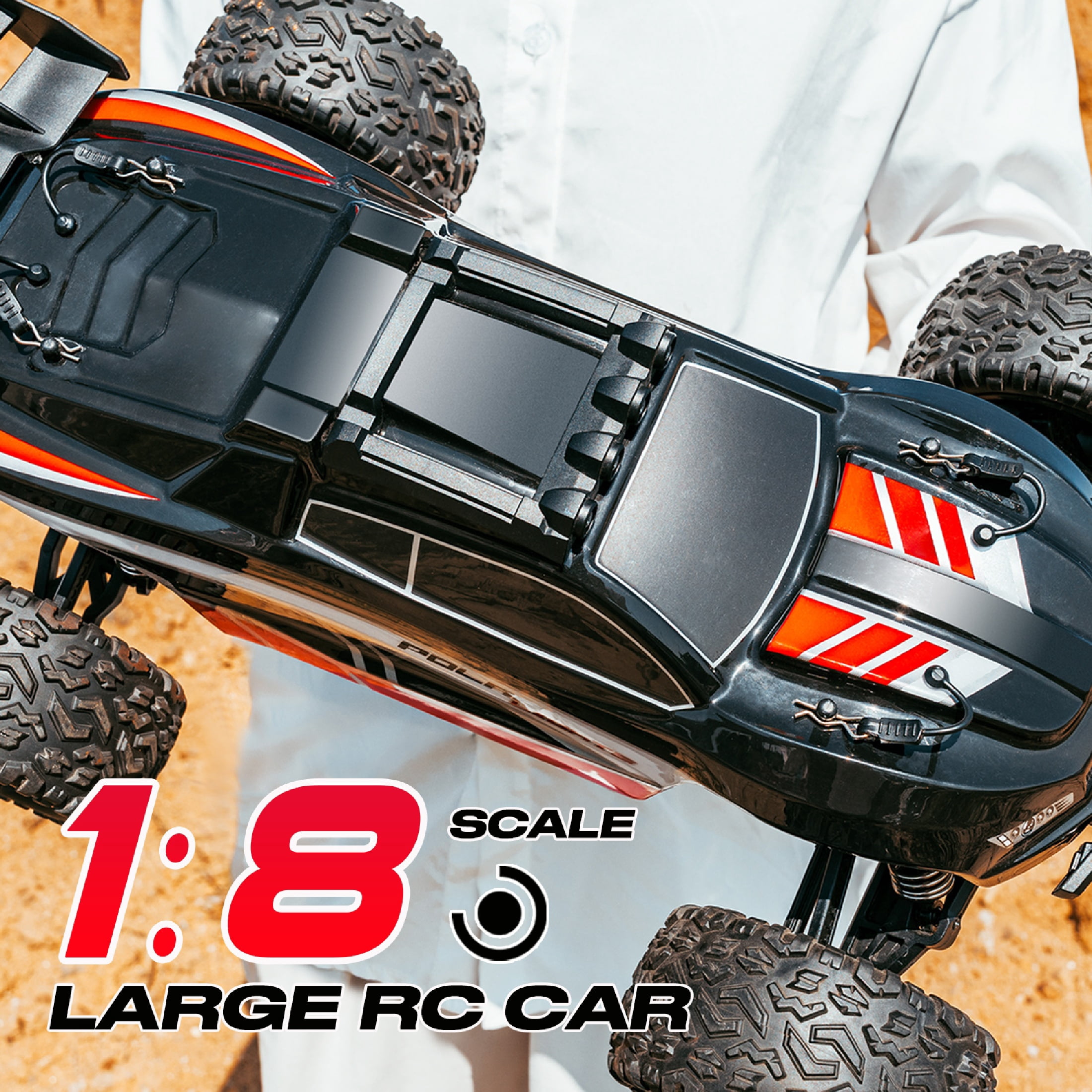 High Speed RC Car, 1:8 Large Scale 45+KM/H Remote Control All Terrain Off-Road Monster Truck, Electric Hobby Vehicle with 2 Batteries for Adults Boys