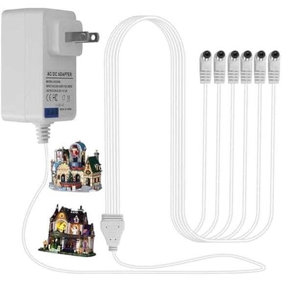 4.5V Power Adapter,for Lemax Lighting Accessories 84428 64517 74295 74269 74707 94563 94565 94527 for Christmas and Halloween Rural Lights Micro Lighting Building Decoration (6 Output connectors)