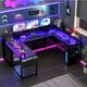 thumbnail image 5 of Yeshouse Mesa de juego, Mesa de computadora en forma de U, Mesa Gamer, Mesa de computadora de 126 pulgadas con soporte de Monitor y luces LED, 5 of 9