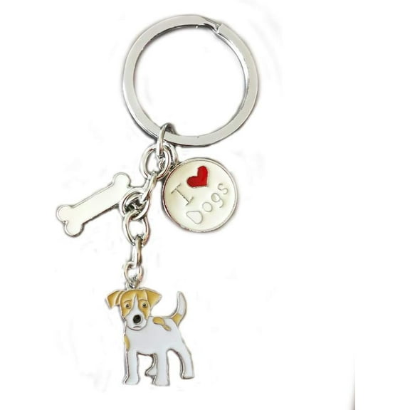 Keychains, Lovely Dog Key-ring Portable Metal Keychain Keyring Key Decor Car Keyring Tag (Jack Russell)