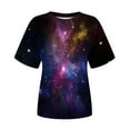 thumbnail image 4 of Dyfzdhu T Shirts for Women Plus Size Trendy Galaxy Print Short Sleeve Crew Neck Loose Tops Summer Teenager Girls Graphic Tees Black, 4 of 5
