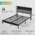 thumbnail image 3 of Z-hom Queen Bed Frame with LED Lights Headboard, Queen Size Heavy Duty Metal Hybrid Bed Frame Bed Base, Sturdy Upholstered Wooden Queen Platform Bed with Charging Ports & Storage Shelves, 3 of 11