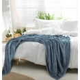 thumbnail image 4 of PiccoCasa Luxury Fleece Bed Blanket Woven Mesh Navy Blue 60"x78", 4 of 8