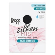 L'eggs Women's Silken Mist Silky Sheer Leg Sheer Tights Wicking Cool Comfort Control Top Sheer Toe, 2 Pair