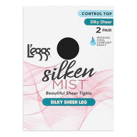 

L Eggs Silken Mist Silky Sheer Leg Control Top Sheer Toe Pantyhose 2 Pair