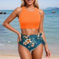 thumbnail image 2 of QURATI Swimwear Women High Waisted Bikini Set Racerback Swimsuit Two Piece Bathing Suit High Neck Swimwear Orange XXL, 2 of 7