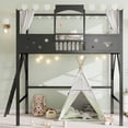 thumbnail image 2 of Leumius Full Size Loft Bed with Ladder and Storage Shelves,Metal High Loft Bed for Bedroom,Black, 2 of 14