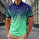 thumbnail image 3 of Ceisia Men's Blue Green Gradient Polo Shirts, Regular Fit Short Sleeve Turndown Collar Casual Summer Tops Gifts, 3 of 5