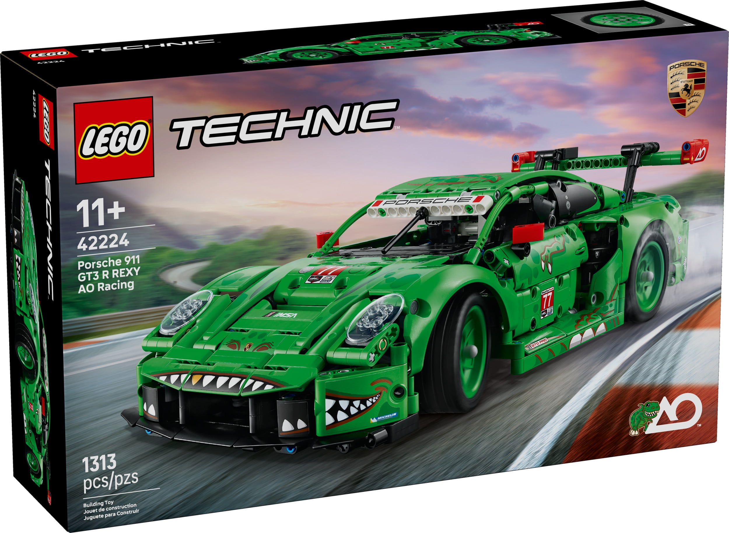 LEGO Technic Porsche 911 GT3 R REXY AO Racing Car Building Toy for Boys & Girls - Car Toy W/Realistic Steering & 6-Cylinder Engine for Kids & Auto Fans, Ages 11+ - Gift Idea for Birthdays - 42224